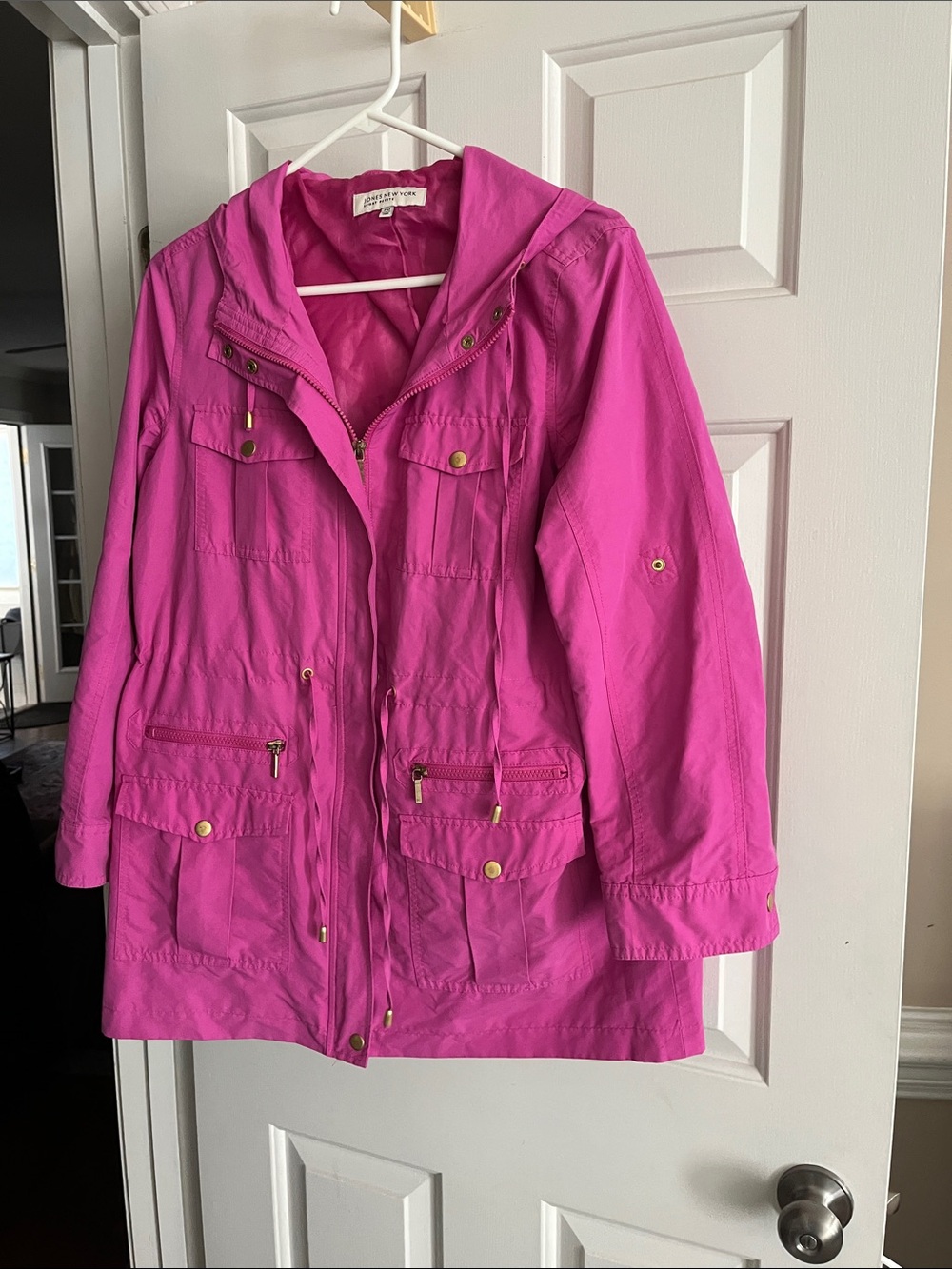 Jones New York Bright Fuchsia Hooded Utility Jacket
